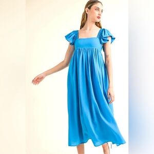 Reset By Jane Ruffled Blue Maxi Dress. Size S NWT